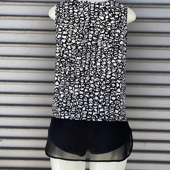 BCBG Black And White Sheer Tank Top Size M - Picture 5 of 7
